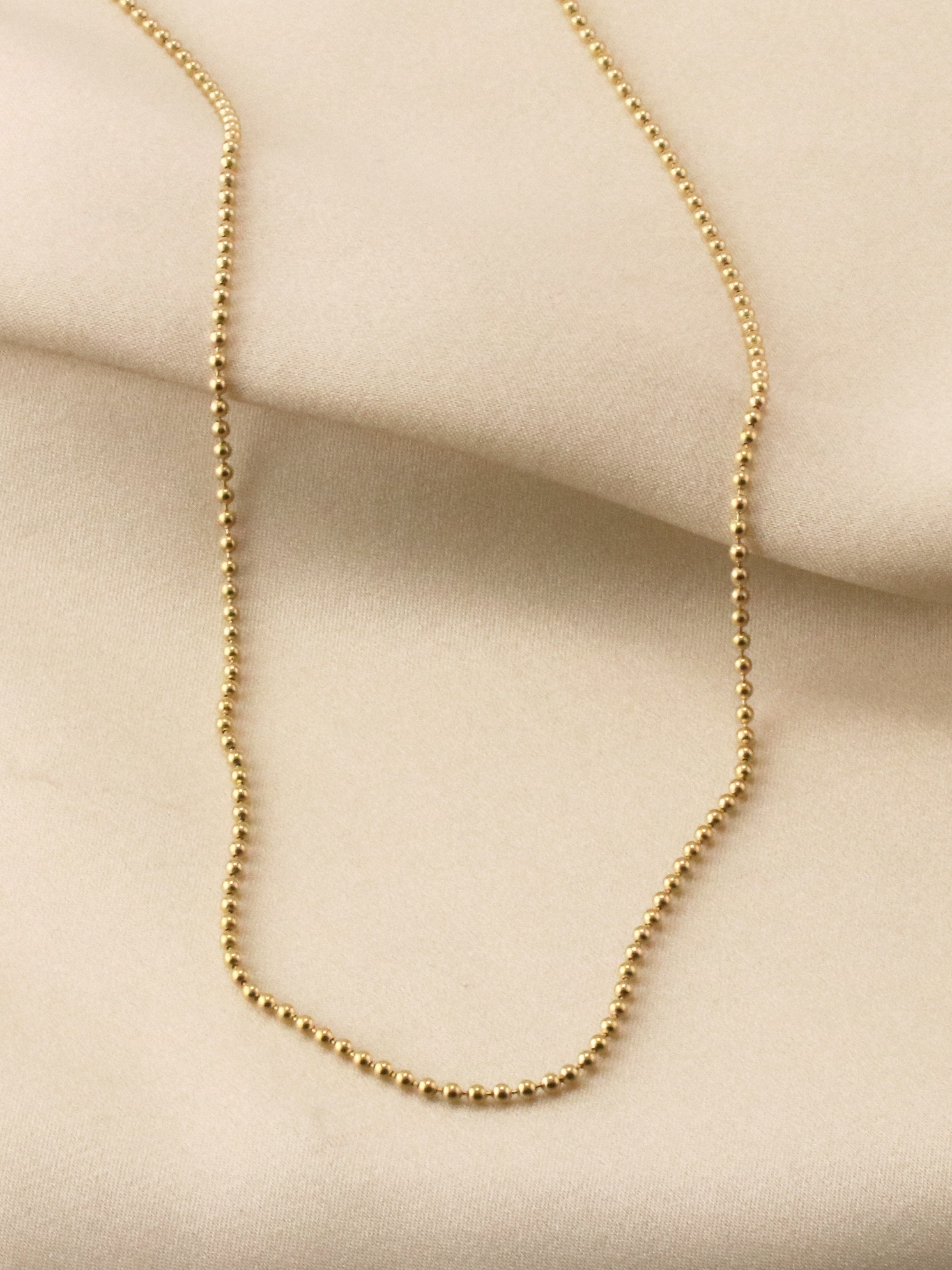 14KT Yellow Gold Beaded Women's necklace 16.5 Thin Delicate Small Balls Womens