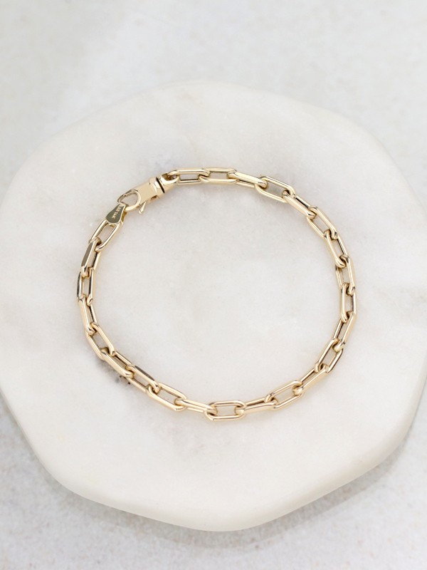 4.3x9.3mm Square Link Solid 14K Gold Chain