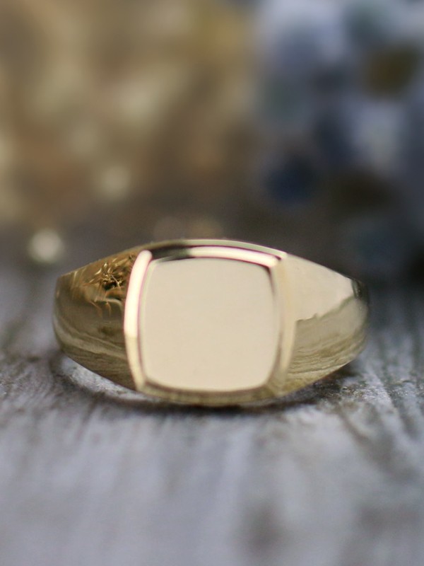 Square Solid 14 Karat Gold Men's Signet Ring