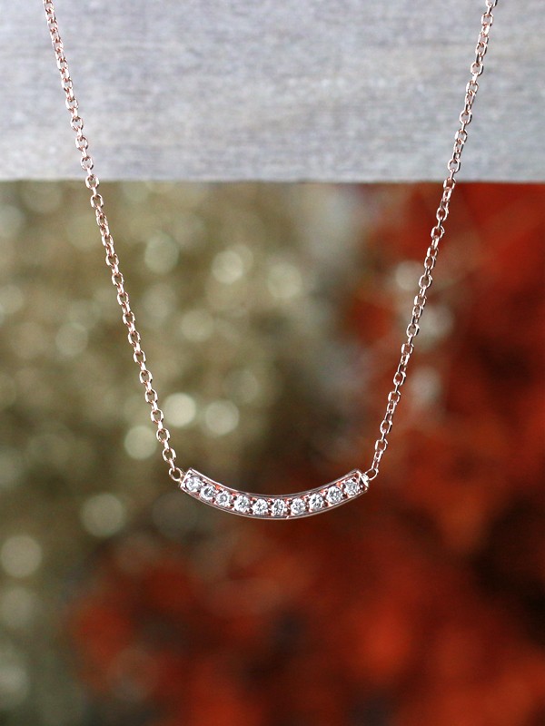 Petite Bar Solid 14 Karat Diamond Necklace
