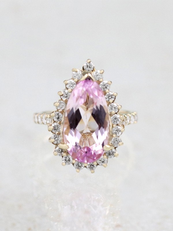 5.73CT Natural Kunzite and Diamond Cocktail Ring