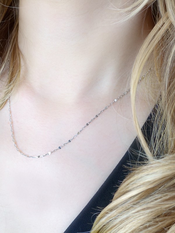 Rectangle Fancy Diamond Cut 14 Karat Link Chain Necklace