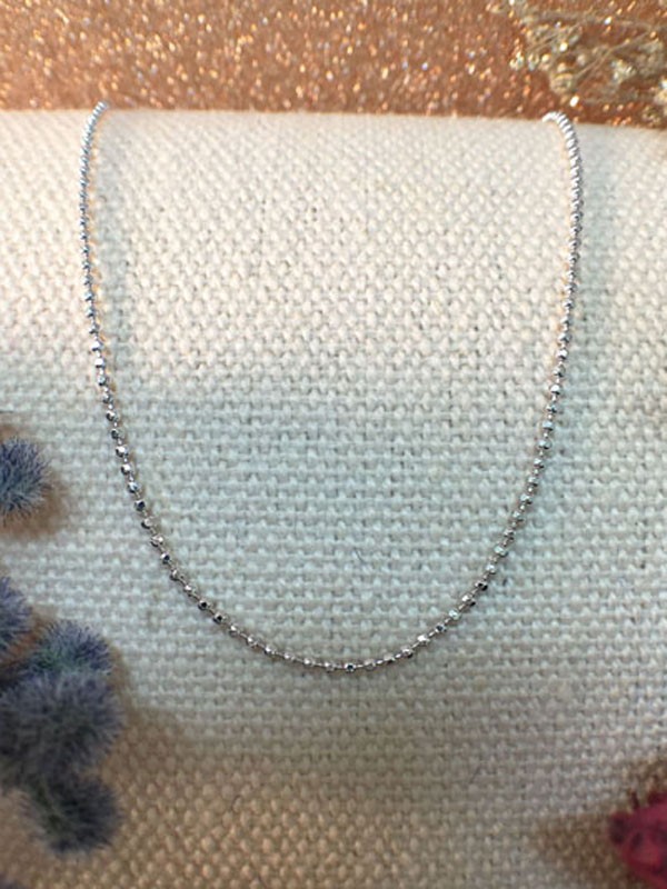 14K WHITE GOLD BALL CHAIN NECKLACE