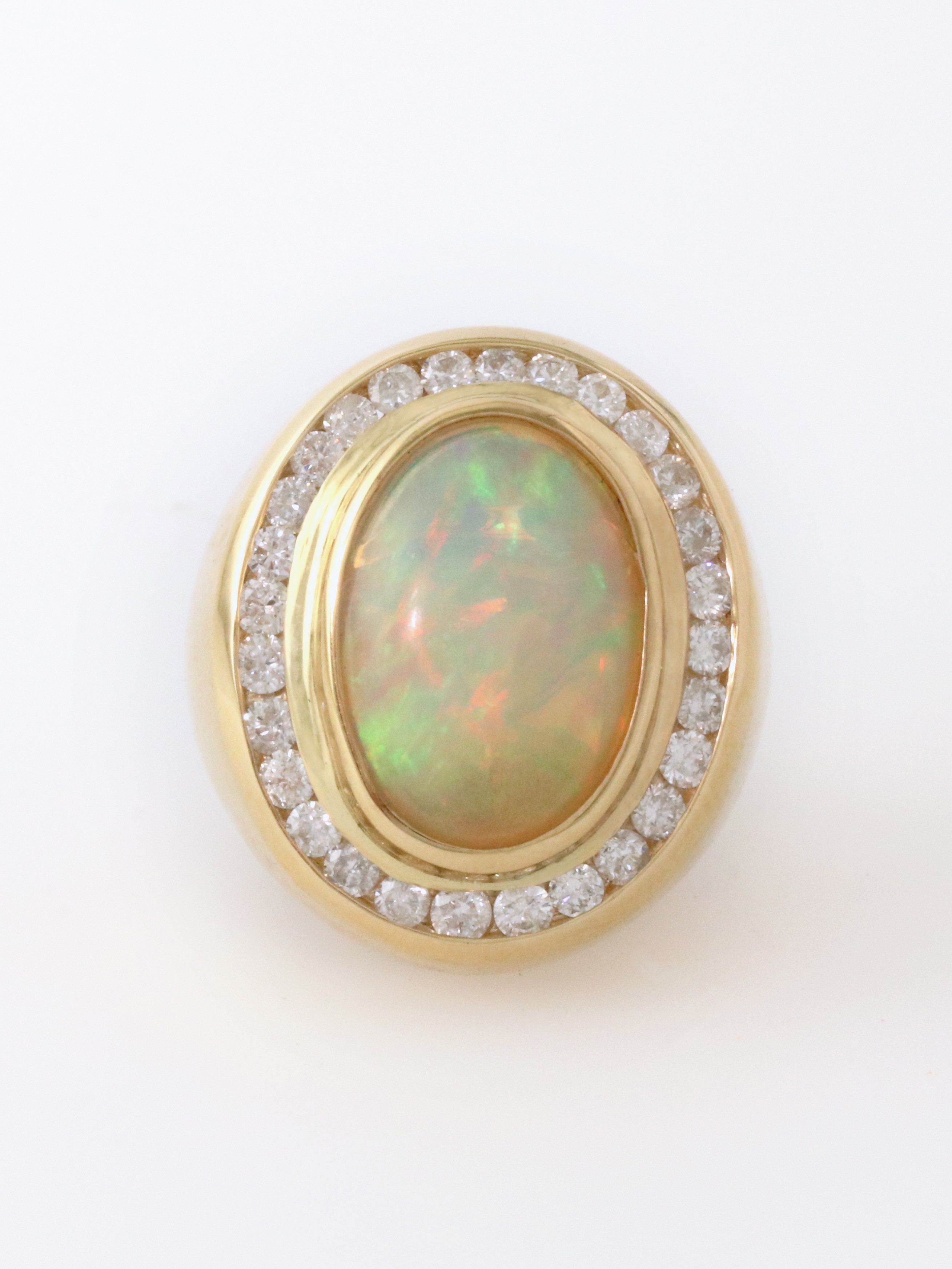 Opal Diamond Signet Ring
