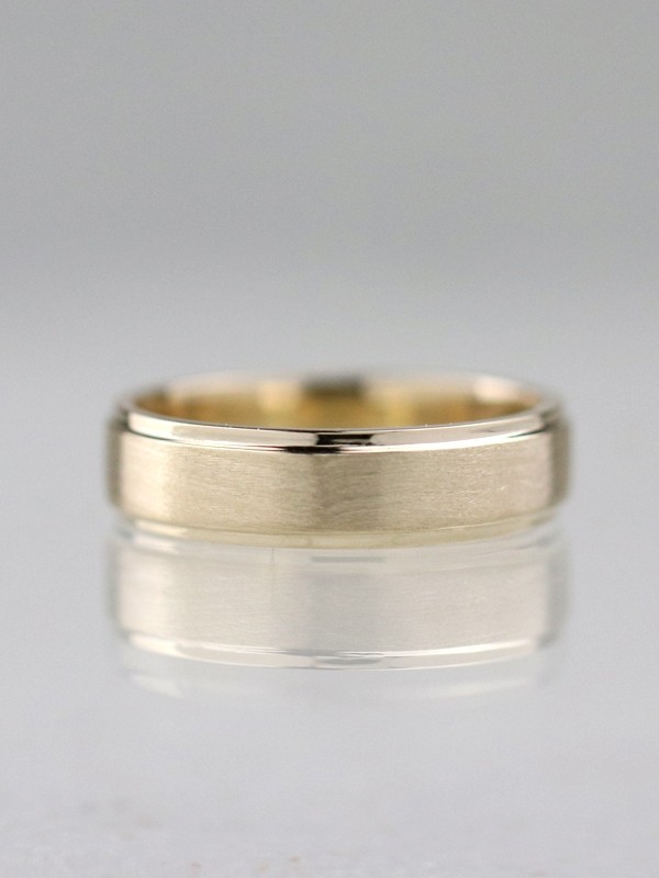 5.5MM Satin Finish with Polished Rim Wedding Band Solid 14K Gold (14K) Modern Men's Engagement Ring 