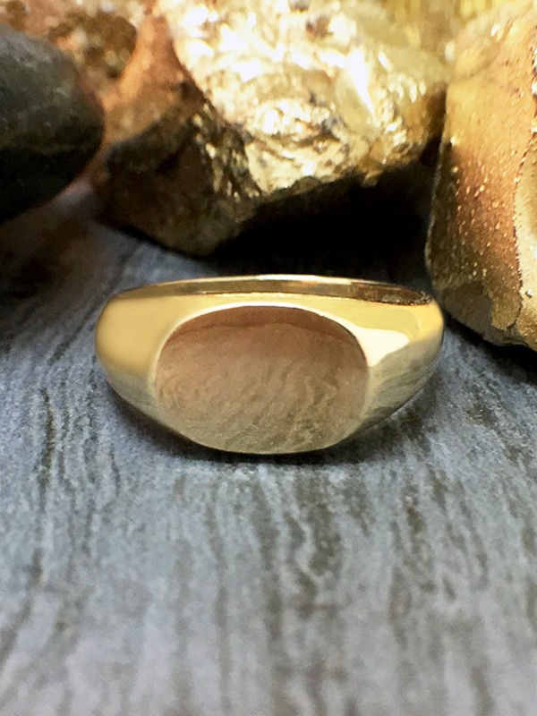 10x7MM Pinky Signet with Initial Option Available Solid 14K Yellow Gold (14KY) Unisex Ring 