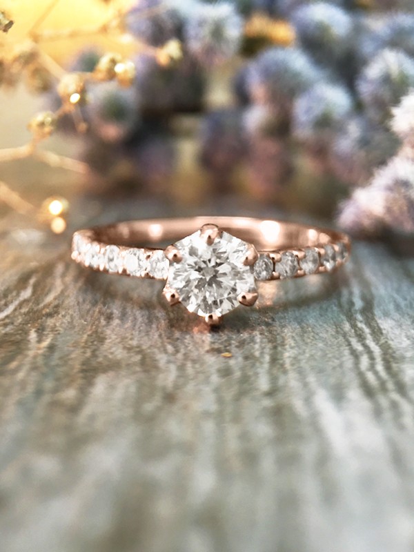 0.75CT Diamond Engagement <Prong> Solid 14K Rose Gold (14KR) Affordable Women's Wedding Ring