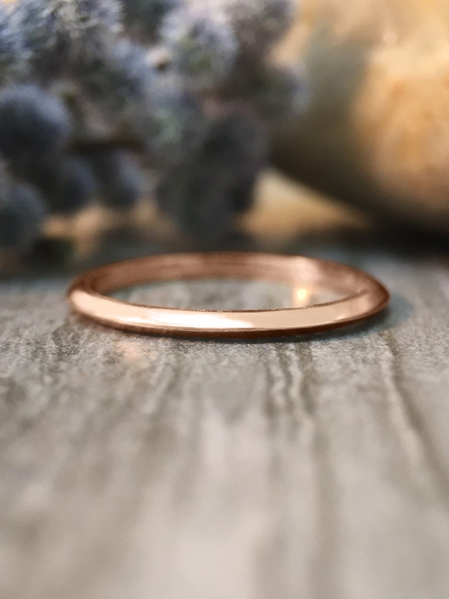 1.5MM Knife Edged Wedding Band Solid 14K Rose Gold (14KR) Stackable Women's Engagement Ring 