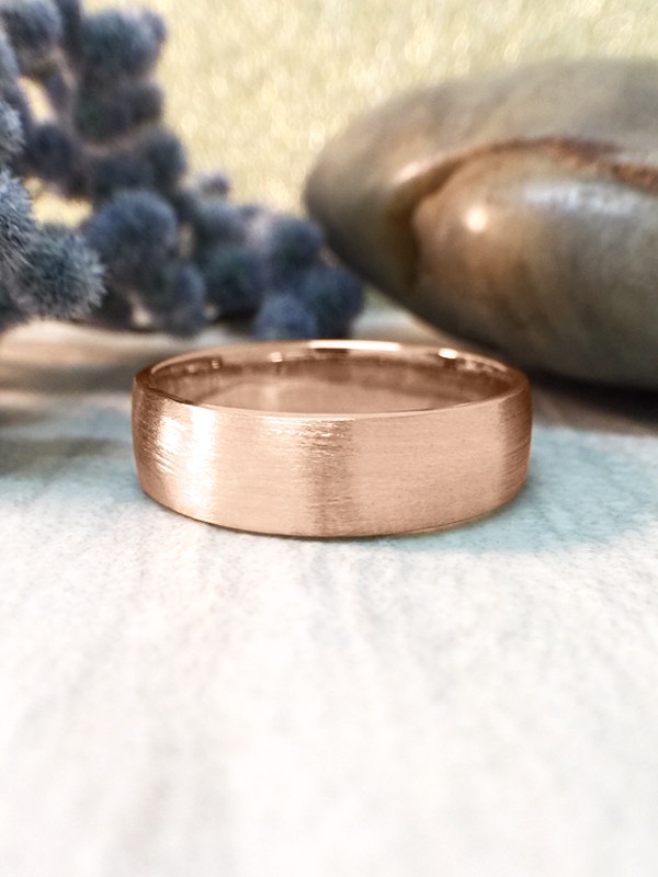 6MM Satin Finish Wedding Band Solid 14K Rose Gold (14KR) Affordable Modern Men's Engagement Ring