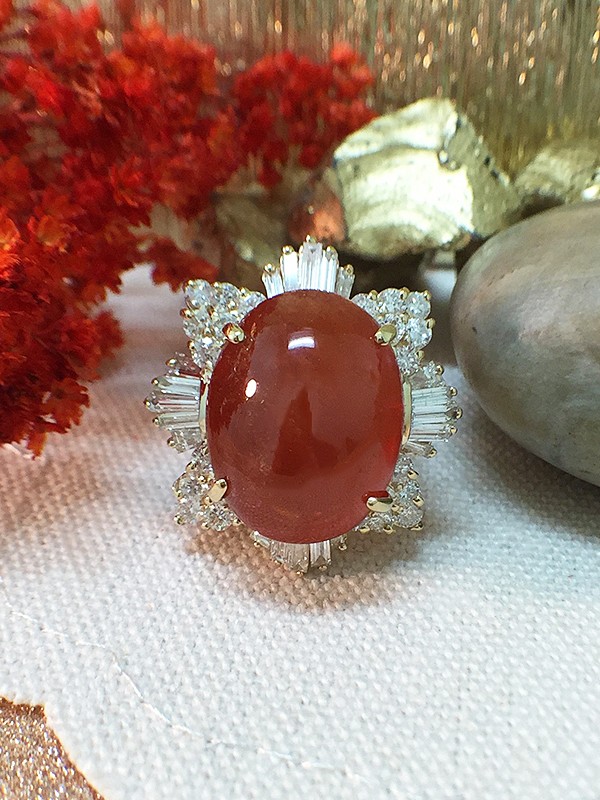 One-of-a-Kind | Mandarin Garnet Ring | 24.6CT Mandarin Garnet | 2.49CT Diamonds | Solid 14k Yellow Gold Ring | Fine Jewelry | Free Shipping