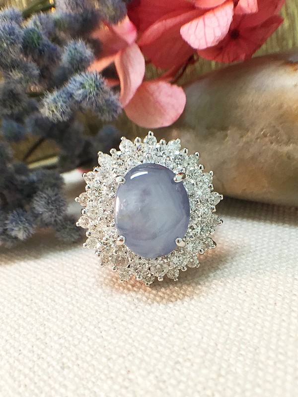 One-of-a-Kind | Star Sapphire Ring | 9.43CT Star Sapphire | 2.16CT Diamonds | Solid 14k White Gold Ring | Estate Fine Jewelry |Free Shipping