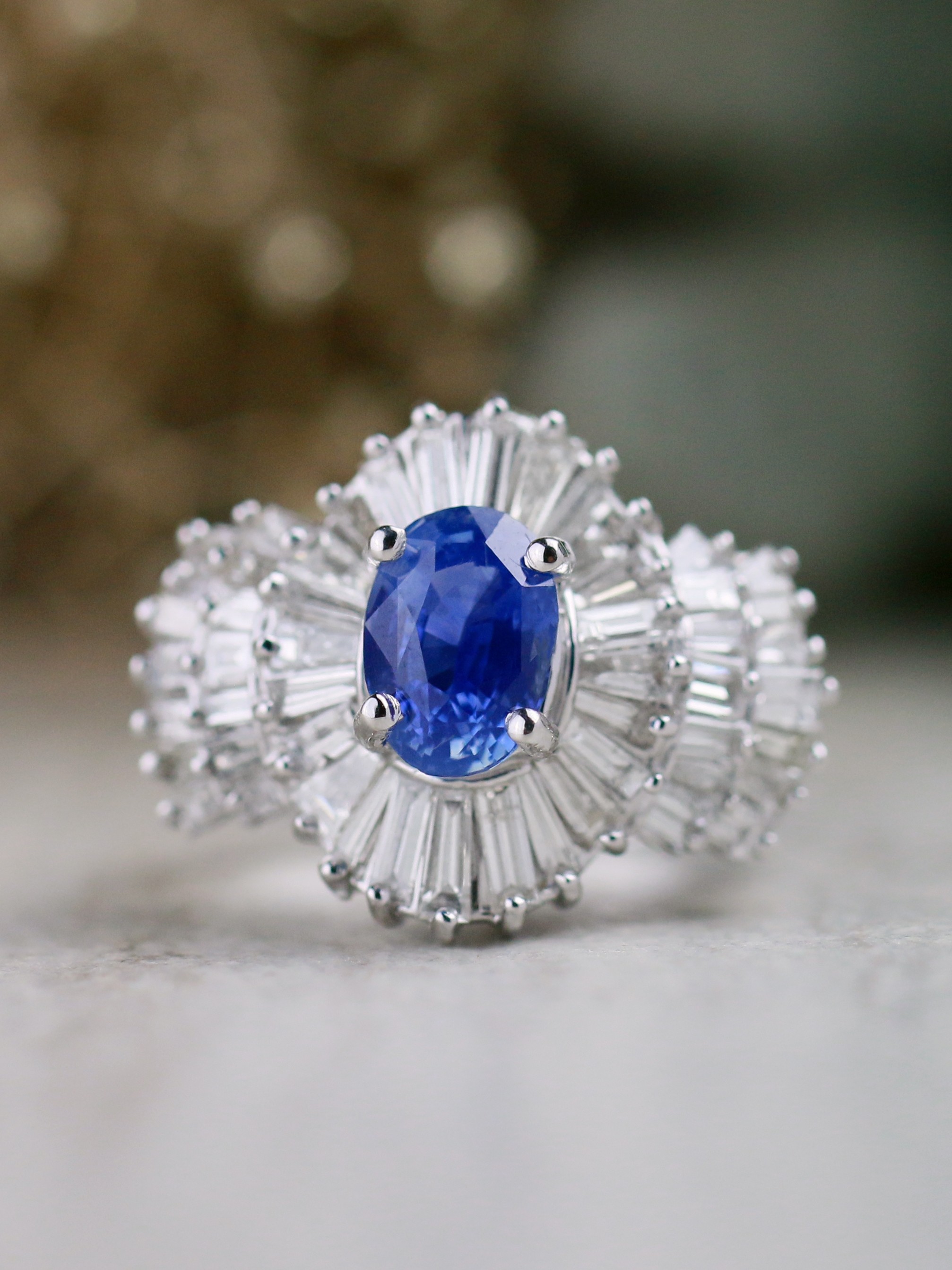 One-of-a-Kind | Blue Sapphire Ring | 2.05CT Blue Sapphire | 2.54CT Diamond | Solid 14k White Gold Ring | Estate Fine Jewelry | Free Shipping