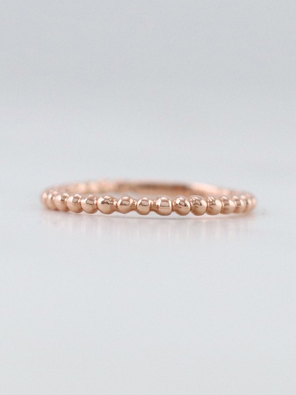 1.5MM Beaded Ball Solid 14 Karat Gold Stackable Ring