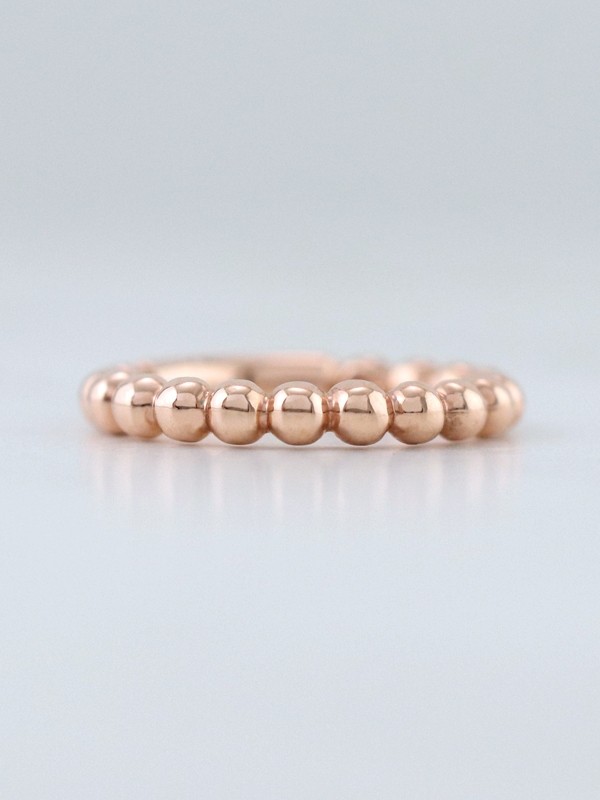 3MM Beaded Ball Solid 14 Karat Gold Stackable Ring