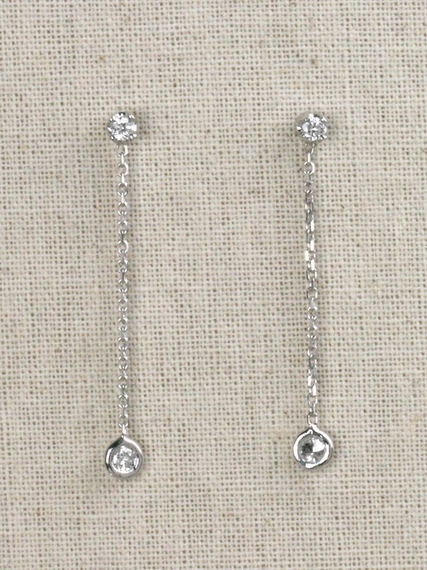 Simple and Classy Diamond Bezel Solid 14 Karat Gold Chandelier Earrings