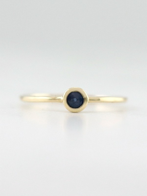 0.15CT Natural Blue Sapphire Solid 14 Karat Stackable Ring