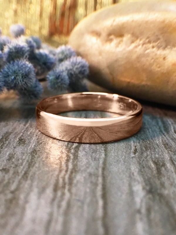 4MM Polished Wedding Band Solid 14K Rose Gold (14KR) Affordable Classic Men's Engagement Ring 
